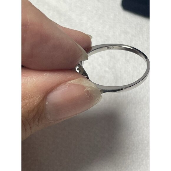 Trillion Cut Tanzanite & White Topaz Halo Ring 1.75ct Size 8 925 Sterling Silver - Picture 5 of 6